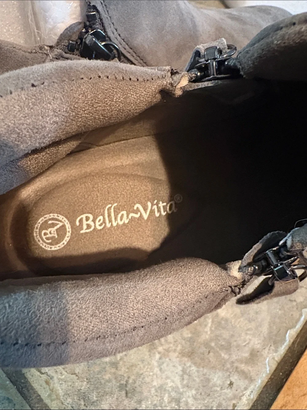Bella Vita Camberly Grey Suede Ankle Bootie